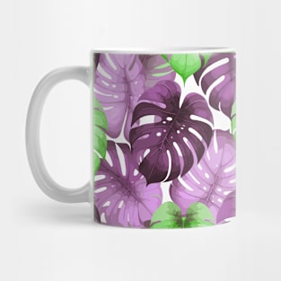 Pink Monstera Tropical Leaves Mug